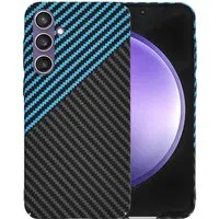 Custodia per Samsung Galaxy S23 FE S711, Techsuit, Carbonite FiberShell, Nero Blu — 3