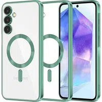 Custodia MagSafe per Samsung Galaxy A55 5G A556, Techsuit, Luxury Crystal, Verde Chiaro — 3