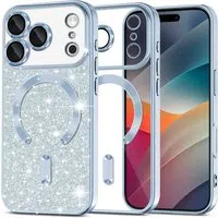 Custodia MagSafe per Apple iPhone 17 Pro, Techsuit, Luxury Glitter, Blu — 3