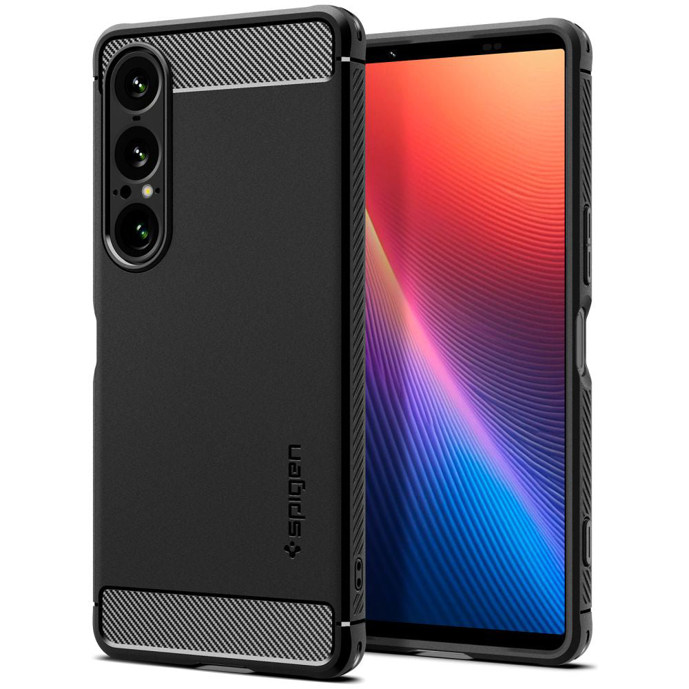 Spigen Custodia per Sony Xperia 1 VII, Spigen, Rugged Armor, Nera Opaca ACS09591