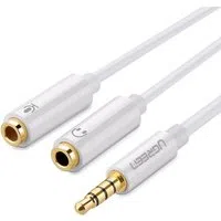 Cavo Audio 3.5mm - 2 x 3.5mm UGREEN AV141, 0.2m, Bianco — 3