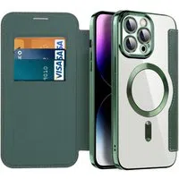 Custodia MagSafe per Apple iPhone 14 Pro Max, Techsuit, SmartMag Book, Verde — 3