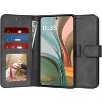 Custodia per Motorola Moto G75, Techsuit, Diary Book, Nera — 3