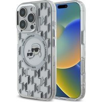 Custodia MagSafe per Apple iPhone 16 Pro Max, Karl Lagerfeld, IML Monogramma Karl & Choupette's Heads, Trasparente