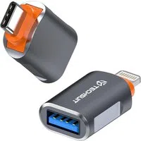 Adattatore OTG USB-C - USB-A Techsuit A9 SlateVolt, Grigio Arancione — 3