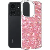 Custodia per Xiaomi Poco M6 / C65 / Redmi 13C 5G / 13C, Techsuit, Sparkly Glitter, Rosa — 3