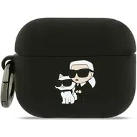 Custodia Karl Lagerfeld Silicone Karl & Choupette 3D per Apple AirPods Pro 3, Nera — 3