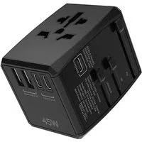 Caricabatterie da Rete Techsuit HHT905 Travel, 45W, 3A, 2 x USB-A - 2 x USB-C, Nero — 3