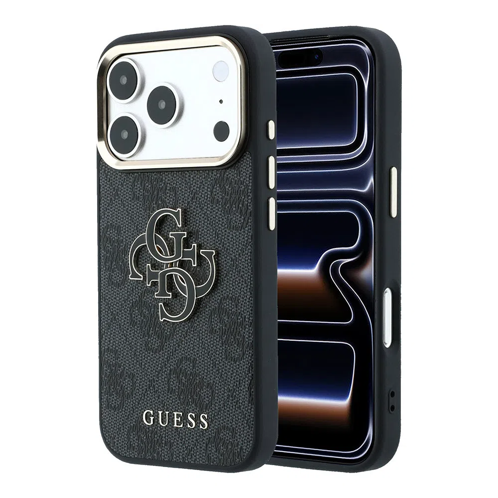 Custodia per Apple iPhone 18 Pro / 17 Pro, Guess, 4G Big Resin Logo, Nera — 2