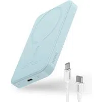 Batteria Esterna Wireless Baseus Magnetic Mini, 5000mAh, 20W, PD + FQI, 1 x QI - 1 x USB-C, Blu P10022107313-00 — 3