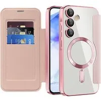 Custodia MagSafe per Samsung Galaxy A55 5G A556, Techsuit, SmartMag Book, Rosa — 3