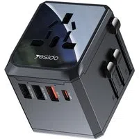 Caricabatterie Retea Yesido MC24 Travel, 20W, 3A, 3 x USB-A - 1 x USB-C, Nero — 3
