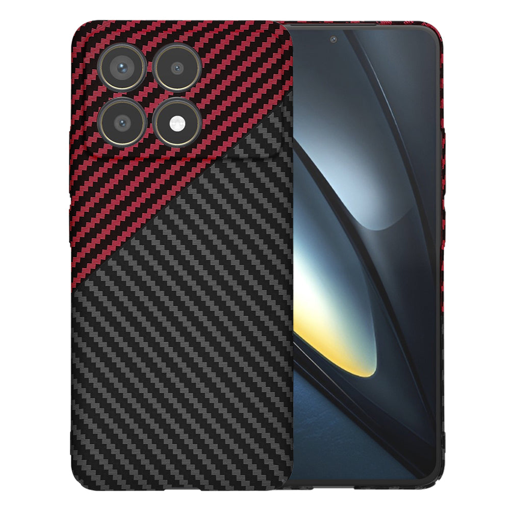 Techsuit Custodia per Xiaomi Poco F6 Pro, Techsuit, Carbonite FiberShell, Nero Rosso