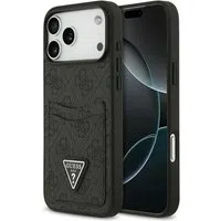 Custodia per Apple iPhone 17 Pro Max, Guess, 4G Double Card Triangle, Nera — 3