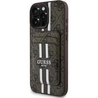 Custodia MagSafe per Apple iPhone 16 Pro Max, Guess, Cardslot 4G Stripes, Marrone — 3
