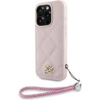 Custodia per Apple iPhone 16 Pro, Karl Lagerfeld, Quilted Initial Logo & Chain Strap, Rosa — 3