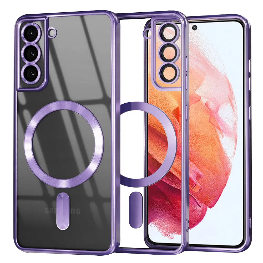 Custodia MagSafe per Samsung Galaxy S21 5G G991, Techsuit, Luxury Crystal, Viola Chiaro — 2