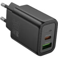 Caricabatterie Rete HOCO N63, 30W, 3A, 1 x USB-A - 1 x USB-C, Nero — 3
