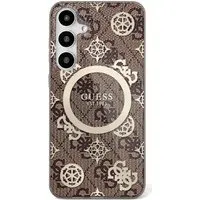 Custodia MagSafe per Samsung Galaxy S25 S931, Guess, IML Peony su sfondo 4G, Marrone — 3