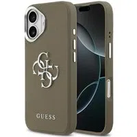 Custodia per Apple iPhone 17, Guess, 4G Grained Big And Classic Logo, Marrone Argentato — 3