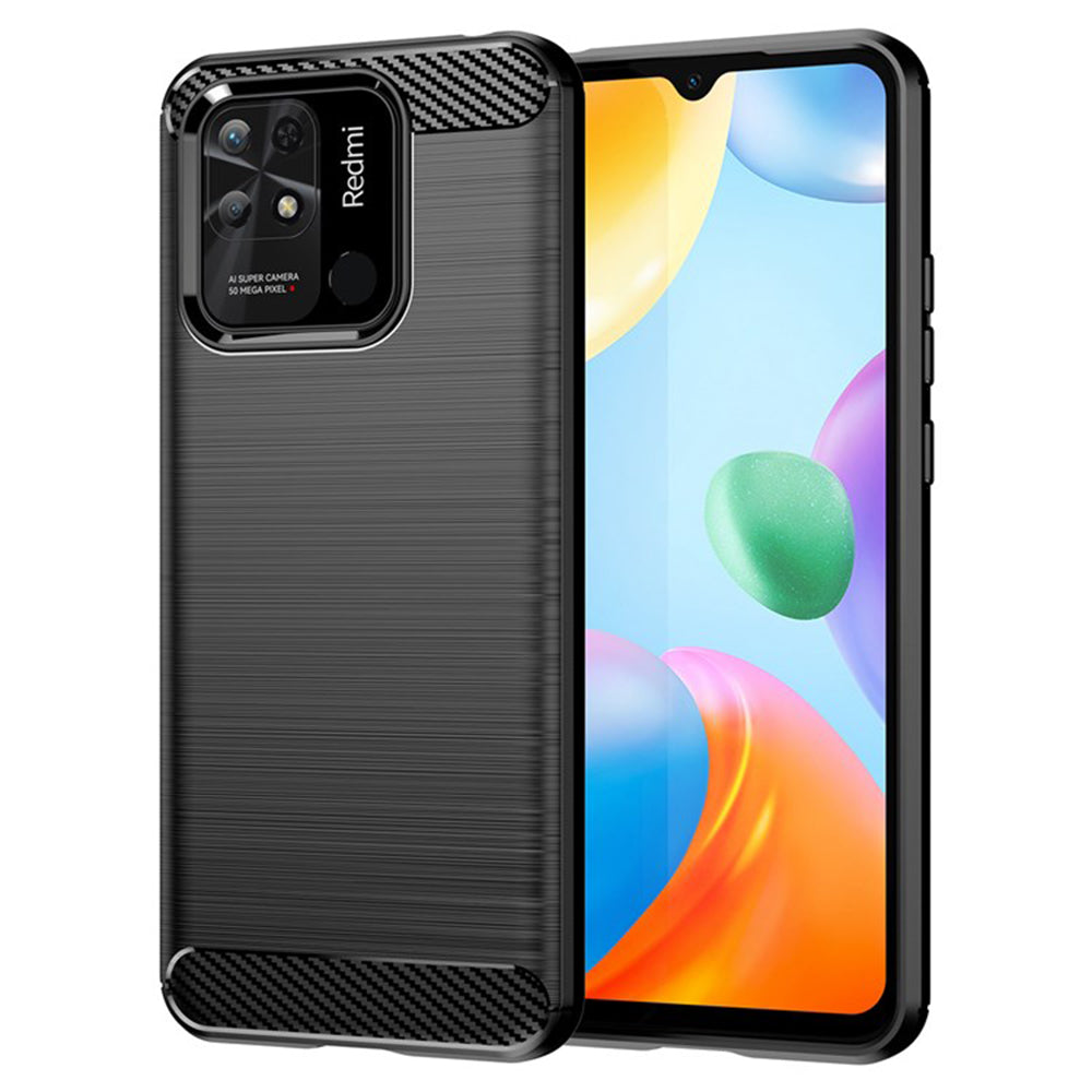 Custodia per Xiaomi Redmi 10C, Techsuit, Carbonio, Nera