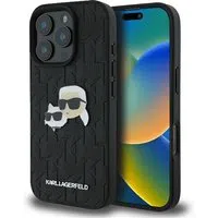 Custodia per Apple iPhone 16 Pro, Karl Lagerfeld, Monogramma Karl & Choupette's Heads, Nera — 3