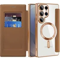 Custodia MagSafe per Samsung Galaxy S25 Ultra S938, Techsuit, SmartMag Book, Marrone — 3