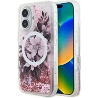 Custodia MagSafe per Apple iPhone 16, Guess, Liquid Glitter Flower, Rosa — 3