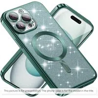 Custodia MagSafe per Apple iPhone 17 Air, Techsuit, Luxury Glitter, Verde Chiaro — 3