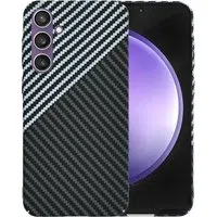 Custodia per Samsung Galaxy S23 FE S711, Techsuit, Carbonite FiberShell, Nero Grigio — 3