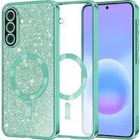 Custodia MagSafe per Samsung Galaxy A57 5G, Techsuit, Luxury Glitter, Verde Chiaro — 3