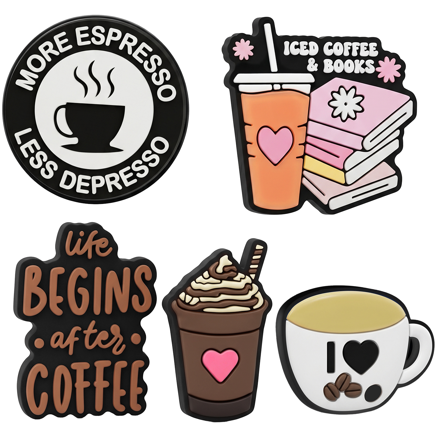 GSMnet Sticker 3D OEM Coffee per Custodia Telefono / Tablet, Set 5 pezzi, Multicolore
