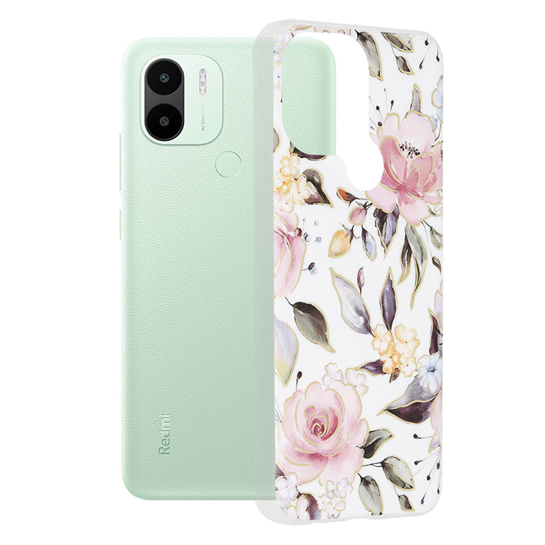 Custodia per Xiaomi Redmi A2+ / A1+, Techsuit, Marble, Bianca