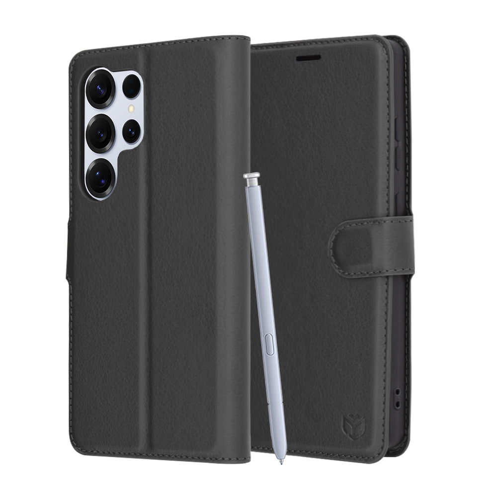 Techsuit Custodia per Samsung Galaxy S25 Ultra S938, Techsuit, Leather Folio, Nera