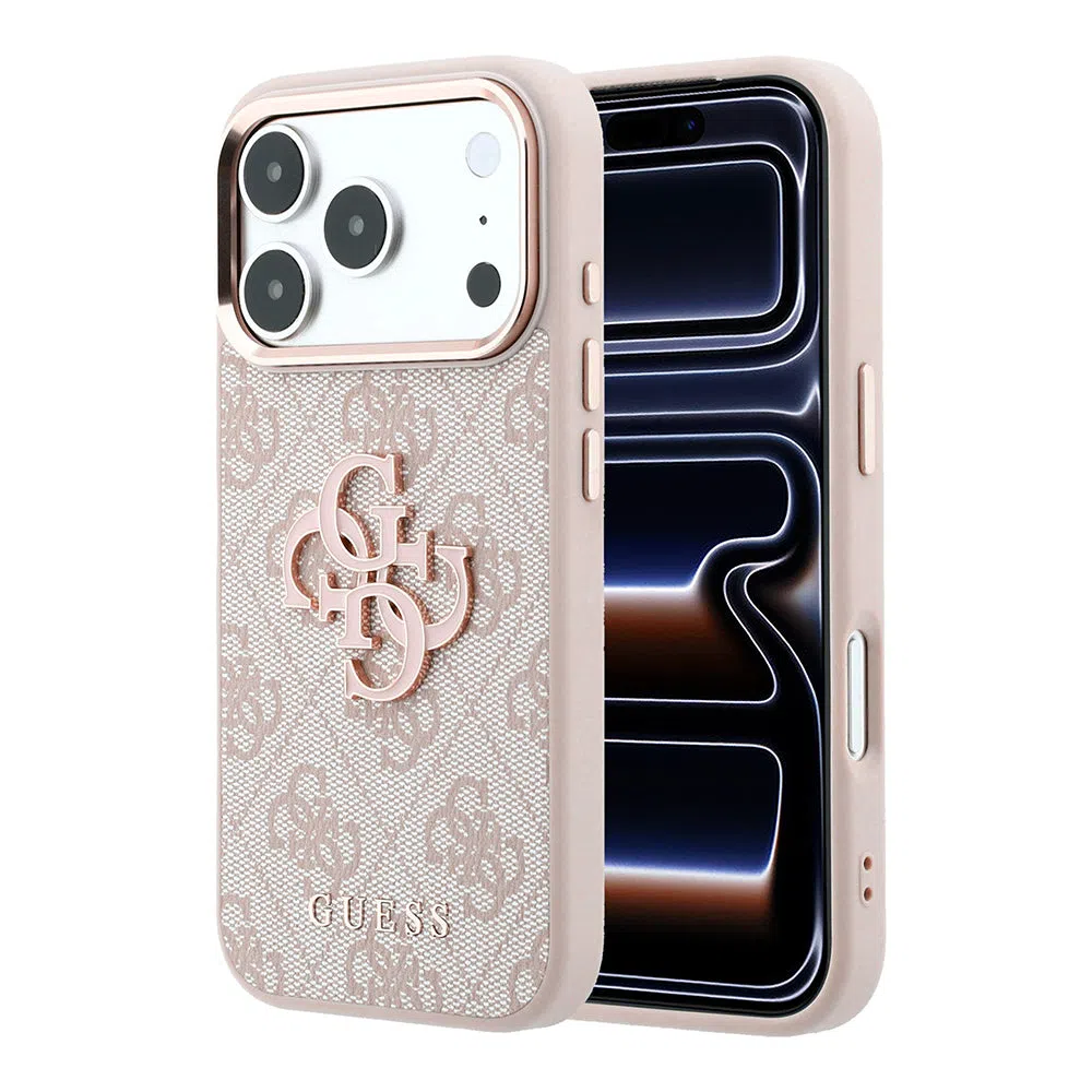 Custodia per Apple iPhone 18 Pro / 17 Pro, Guess, Logo 4G Grande in Resina, Rosa — 2