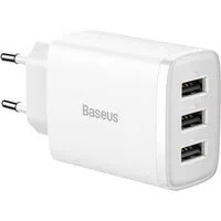 Caricabatterie Rete Baseus Compact 3U, 17W, 2.1A, 3 x USB-A, Bianco CCXJ020102 — 3