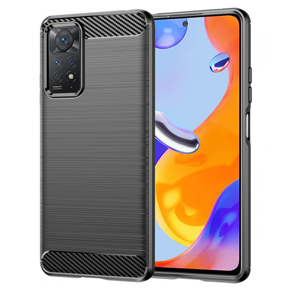 Custodia per Xiaomi Redmi Note 12 Pro 4G / Note 11 Pro 5G / Note 11 Pro, Techsuit, Carbonio, Nera