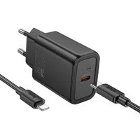 Caricabatterie da rete con cavo Lightning HOCO N60, 20W, 3A, 1 x USB-C, Nero — 3