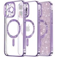 Custodia MagSafe per Apple iPhone 16 Pro, Techsuit, Luxury Glitter, Viola Chiaro — 3