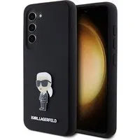 Custodia per Samsung Galaxy S23 S911, Karl Lagerfeld, Silicone Ikonik Karl Metal, Nera — 3