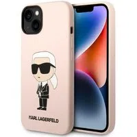 Custodia per Apple iPhone 14 Plus, Karl Lagerfeld, Silicone Ikonik Karl, Rosa — 3