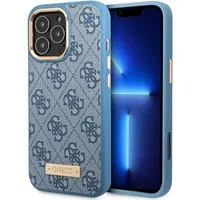 Custodia MagSafe per Apple iPhone 16 Pro, Guess, 4G Logo Plate, Blu — 3