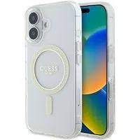 Custodia MagSafe per Apple iPhone 16, Guess, IML Glitter Circle, Trasparente — 3