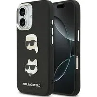 Custodia per Apple iPhone 17, Karl Lagerfeld, Grained Karl & Choupette's Heads Pins and Logo, Nera — 3