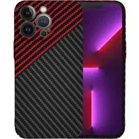 Custodia per Apple iPhone 13 Pro, Techsuit, Carbonite FiberShell, Nero Rosso — 3