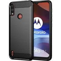 Custodia per Motorola Moto E7i Power / E7 Power, Techsuit, Carbonio, Nera — 3