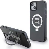 Custodia MagSafe per Apple iPhone 15 Plus, Karl Lagerfeld, Ring Stand Karl's Head, Nera — 3