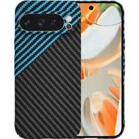 Custodia per Google Pixel 9 Pro, Techsuit, Carbonite FiberShell, Nero Bleu — 3