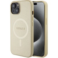 Custodia MagSafe per Apple iPhone 15 Plus, Guess, Saffiano, Dorata