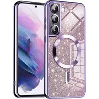Custodia MagSafe per Samsung Galaxy S22 5G S901, Techsuit, Luxury Glitter, Viola Chiaro — 3